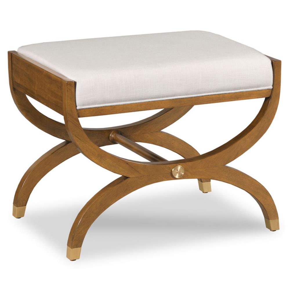 O'Brien French Country Hazelnut Brown Wood White Performance Stool|