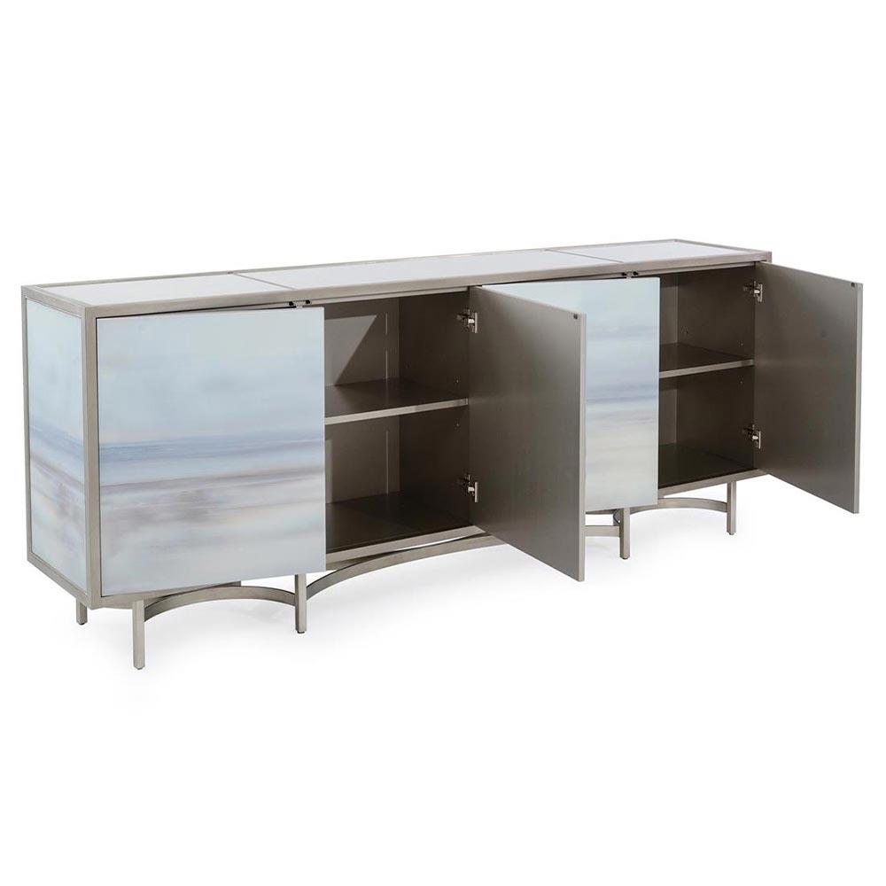 John Richard Simpatico Coastal Beach Blue Glass Pewter Frame