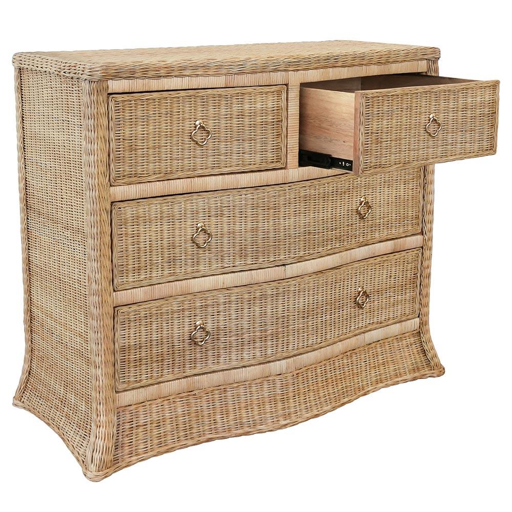 Worlds Away Celine Coastal Beach Natural Woven Rattan Brass Pull