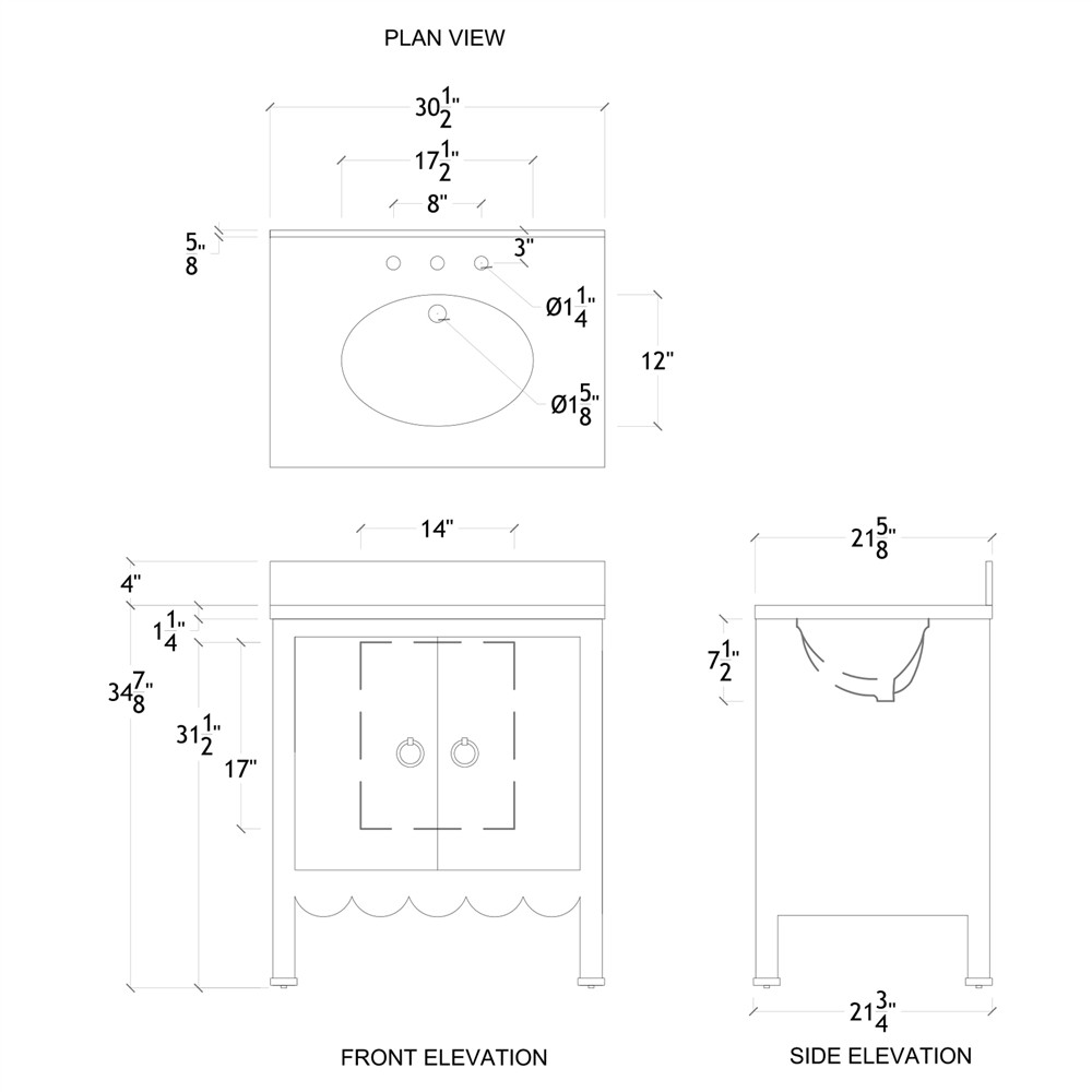 Worlds Away Kealey Modern Marble Blue Scalloped Wood Bath Vanity Sink - 31"|