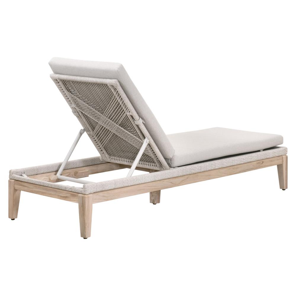 Lorry Coastal Beach Grey Teak Woven Rope Outdoor Chaise Lounge|