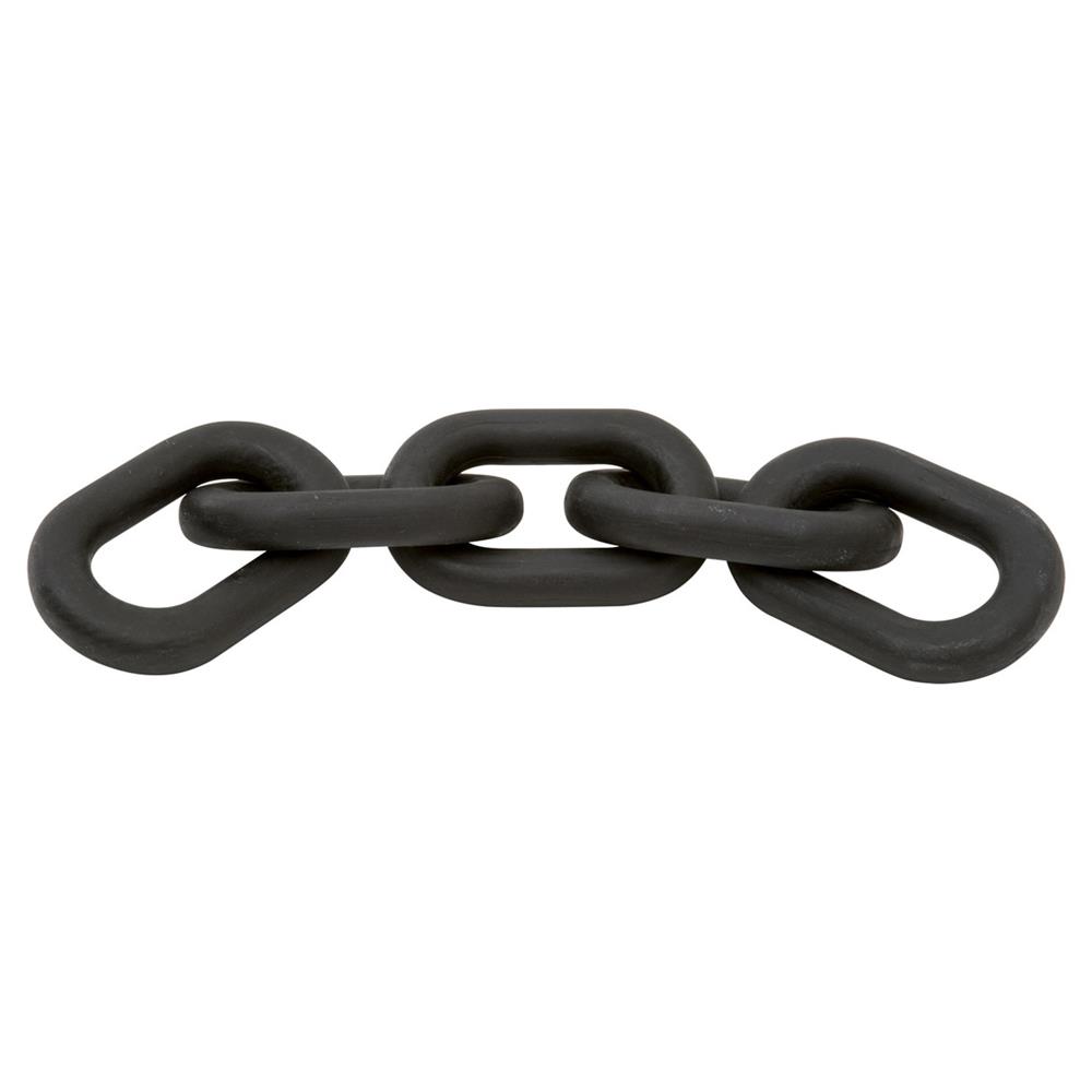 Maisha Modern Classic Black Wash Reclaimed Pine Wood Chain Link Sculpture|