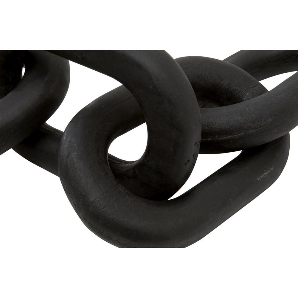 Maisha Modern Classic Black Wash Reclaimed Pine Wood Chain Link Sculpture|