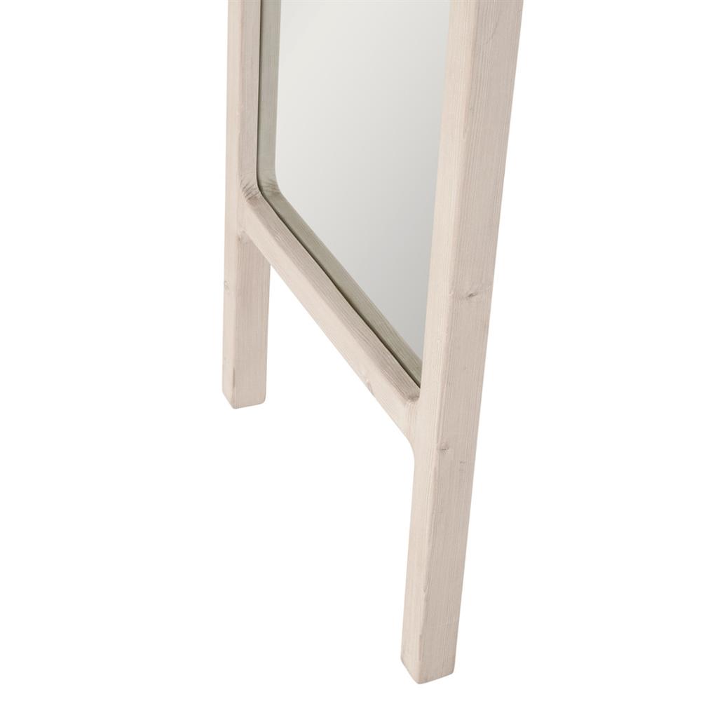 Safiya Rustic Lodge White Wash Reclaimed Pine Wood Rectangular Floor Mirror|