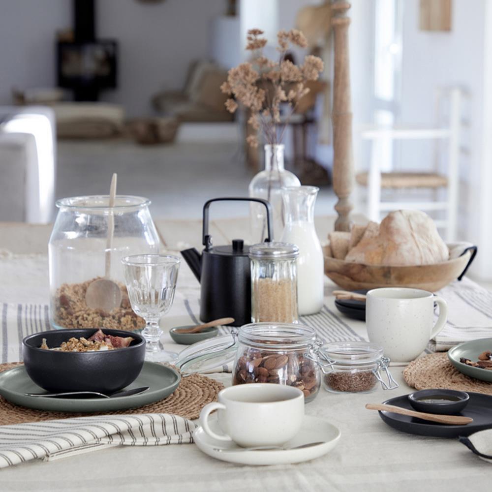 Pacifica Modern Classic Vanilla Stoneware Tea Cup and Saucer|