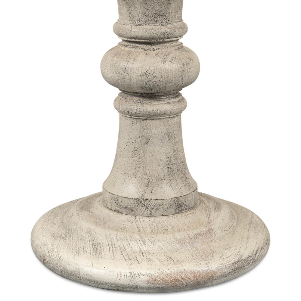 Lucy French Country Natural Mango Wood Round Pedestal End Table