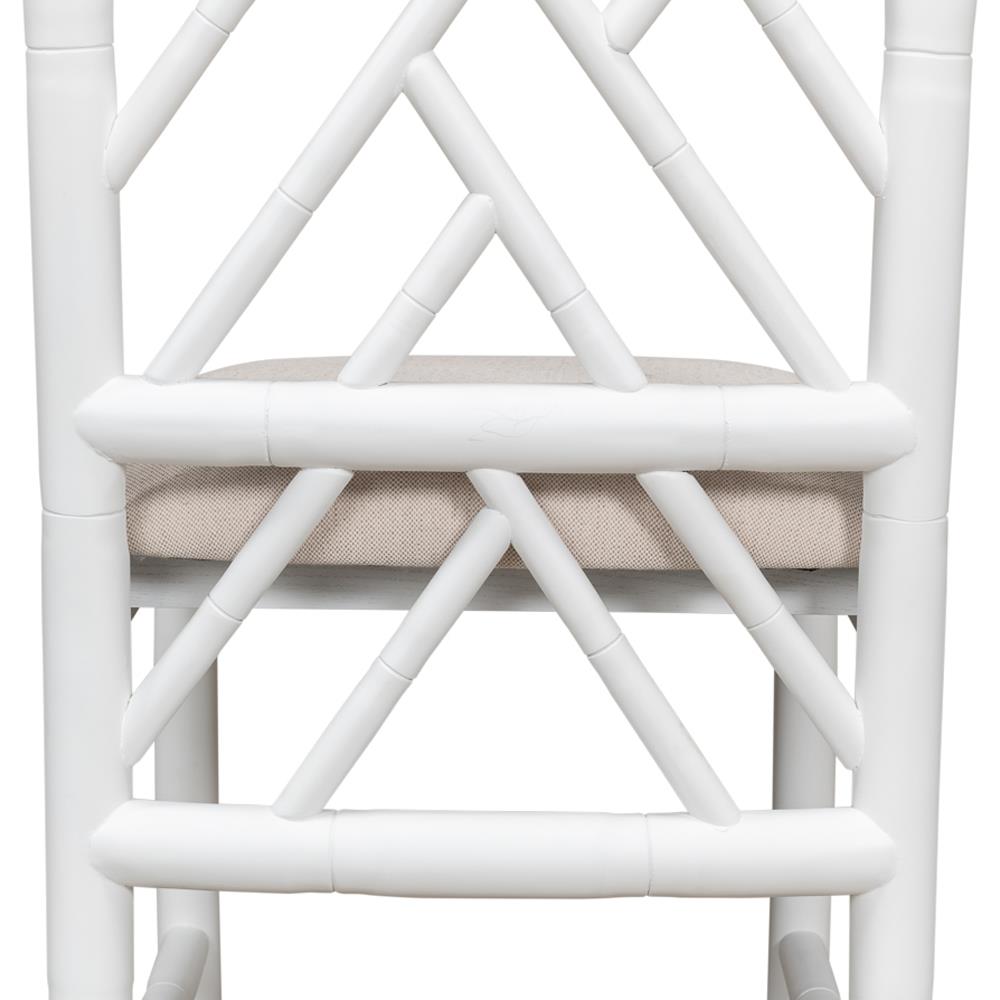 Grace French Country Beige Upholstered Linen White Oak Dining Side Chair|