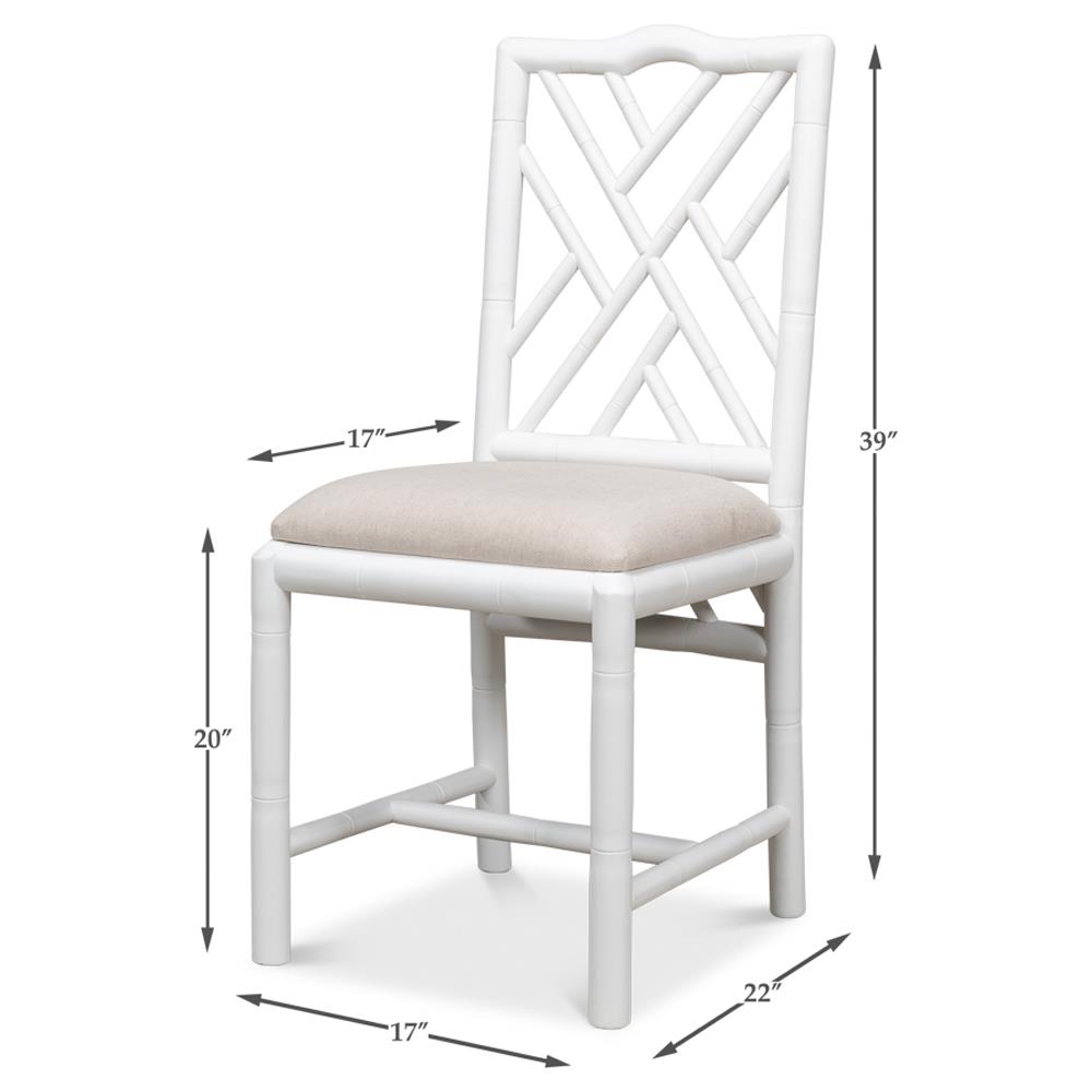 Grace French Country Beige Upholstered Linen White Oak Dining Side Chair|