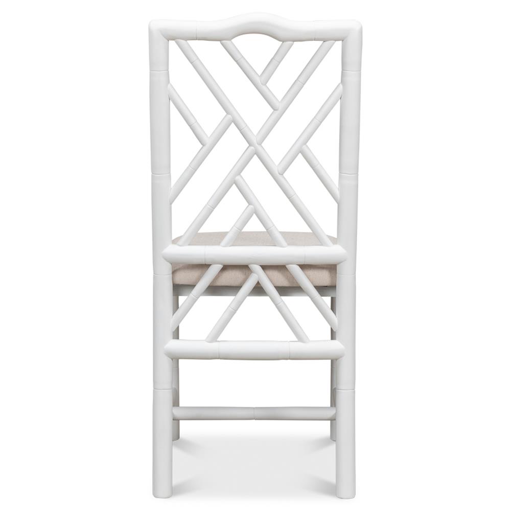 Grace French Country Beige Upholstered Linen White Oak Dining Side Chair|