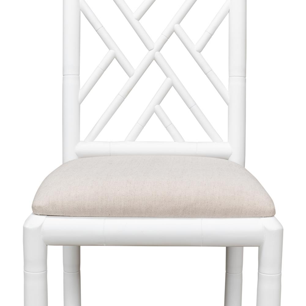 Grace French Country Beige Upholstered Linen White Oak Dining Side Chair|