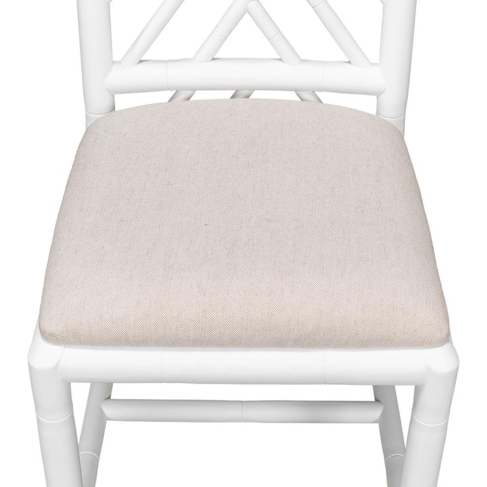 Grace French Country Beige Upholstered Linen White Oak Dining Side Chair|