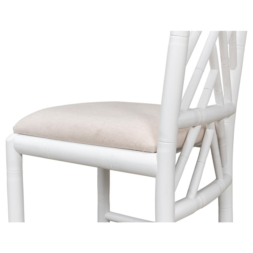 Grace French Country Beige Upholstered Linen White Oak Dining Side Chair|