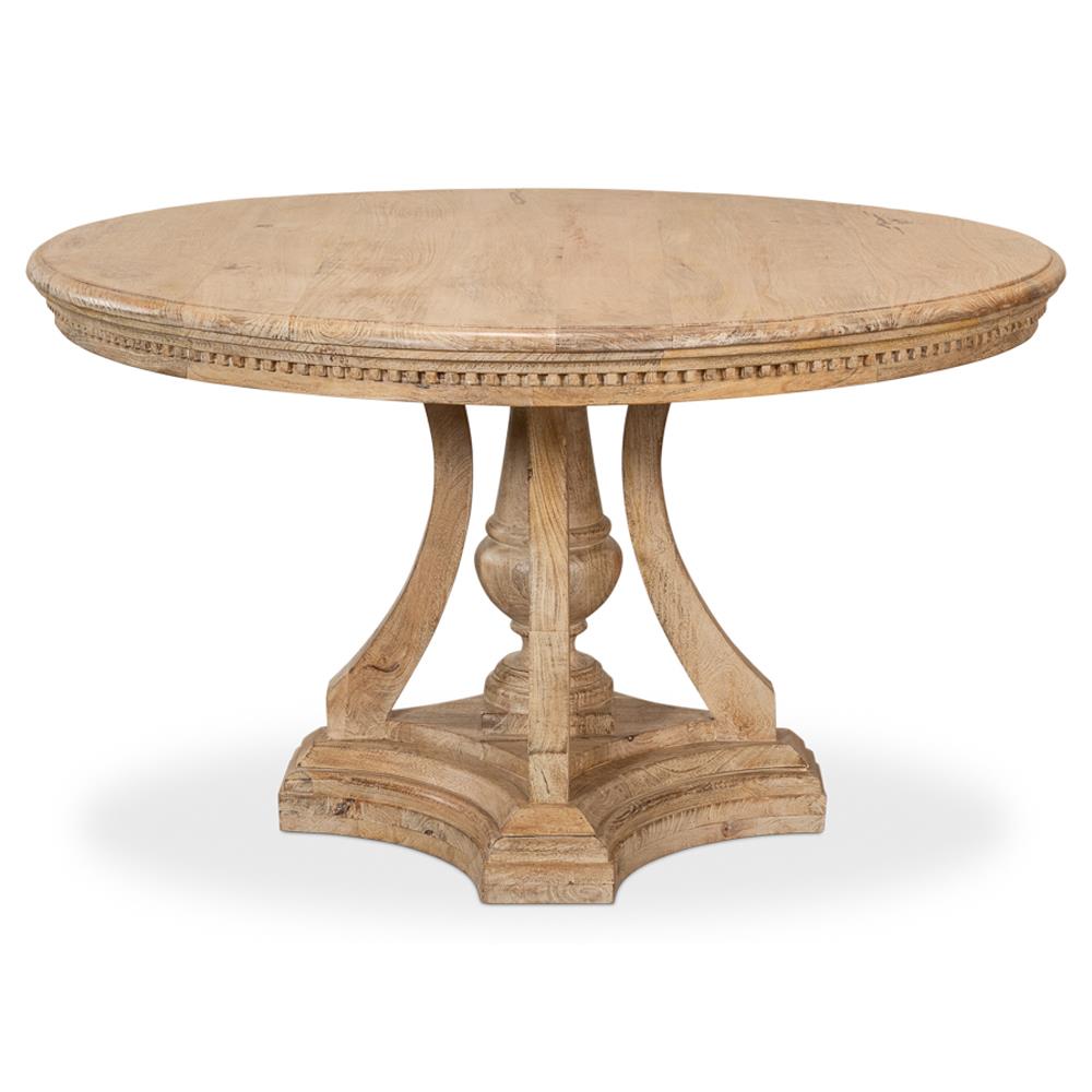 Clarise French Country Brown Mango Wood Round Pedestal