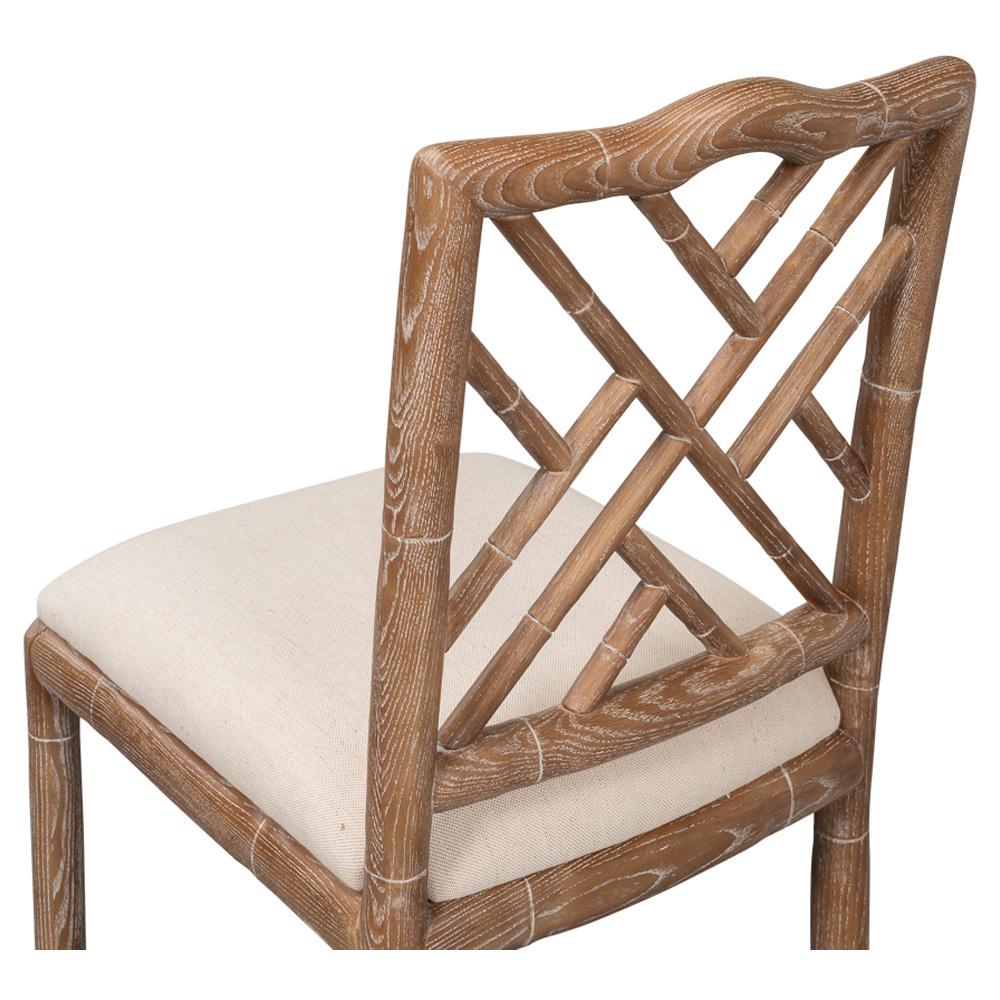 Grace Coastal Beach Beige Upholstered Linen Whitewash Ash Wood Counter Stool|