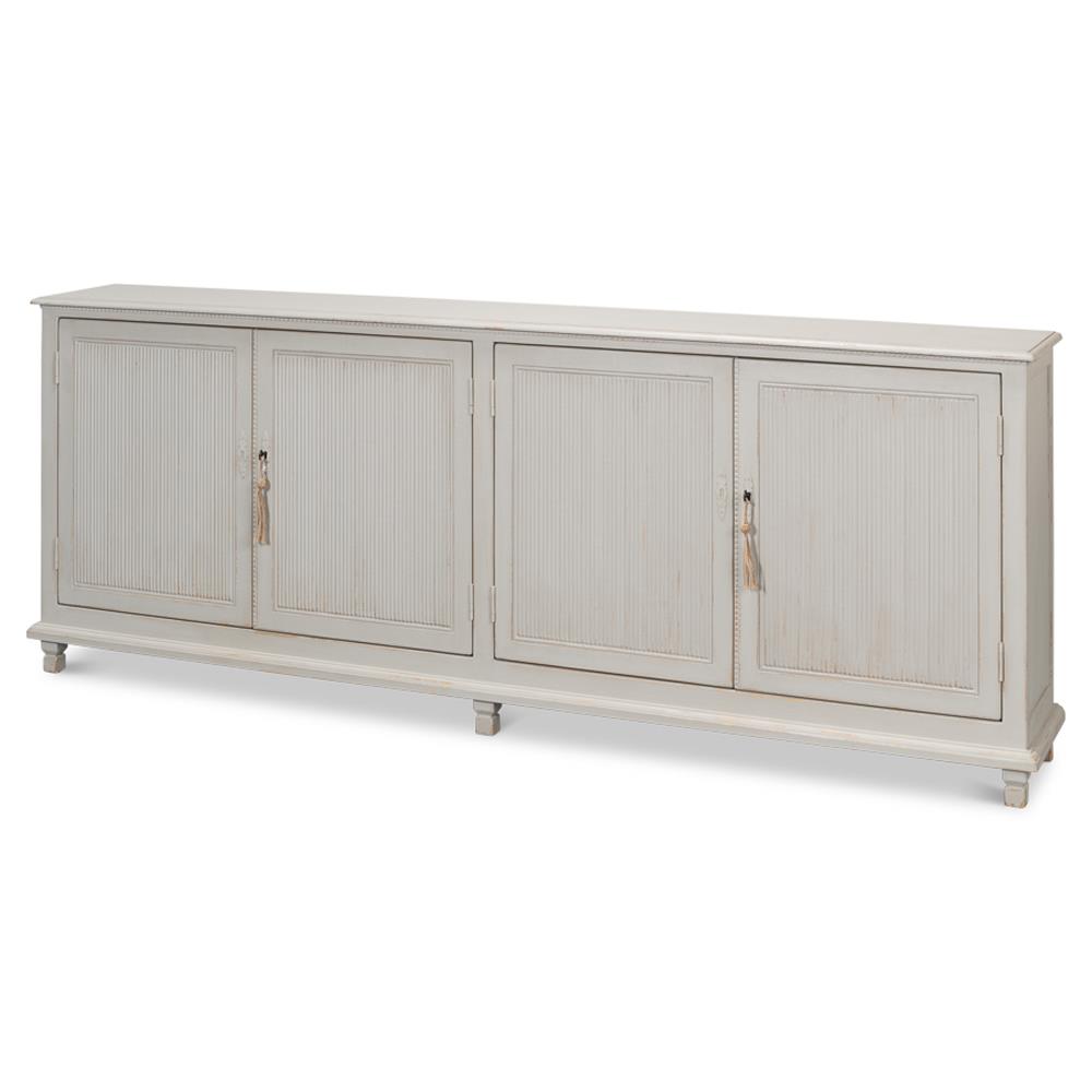 Alessandra Modern Classic Soft Grey Pine Wood Sideboard|