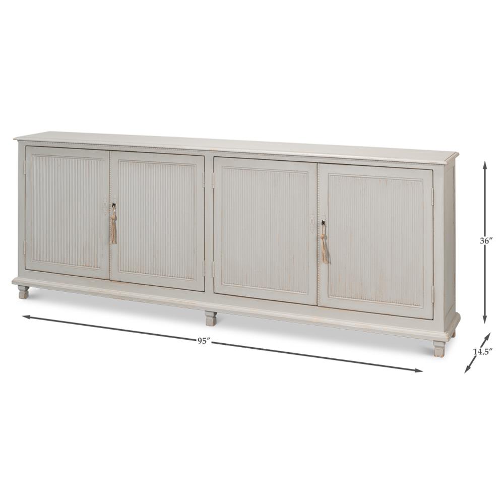 Alessandra Modern Classic Soft Grey Pine Wood Sideboard|