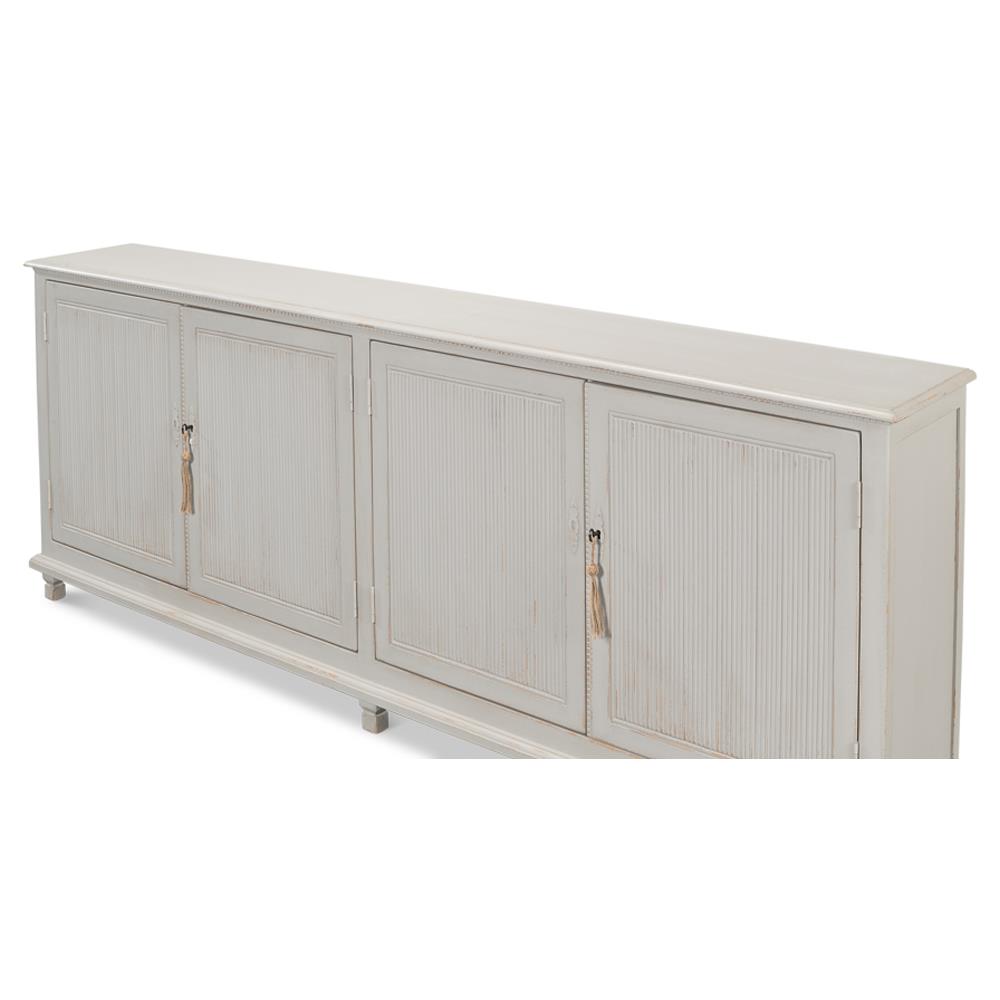 Alessandra Modern Classic Soft Grey Pine Wood Sideboard|
