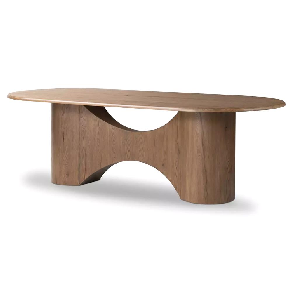 Reagan Mid Century Brown Oak Wood Oval Dining Table - 98