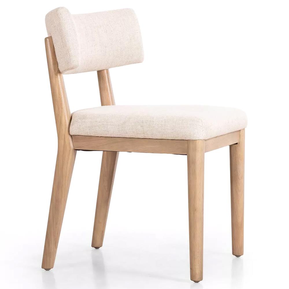 Cerise Modern Classic Cream Upholstered Wood Dining Side Chair|