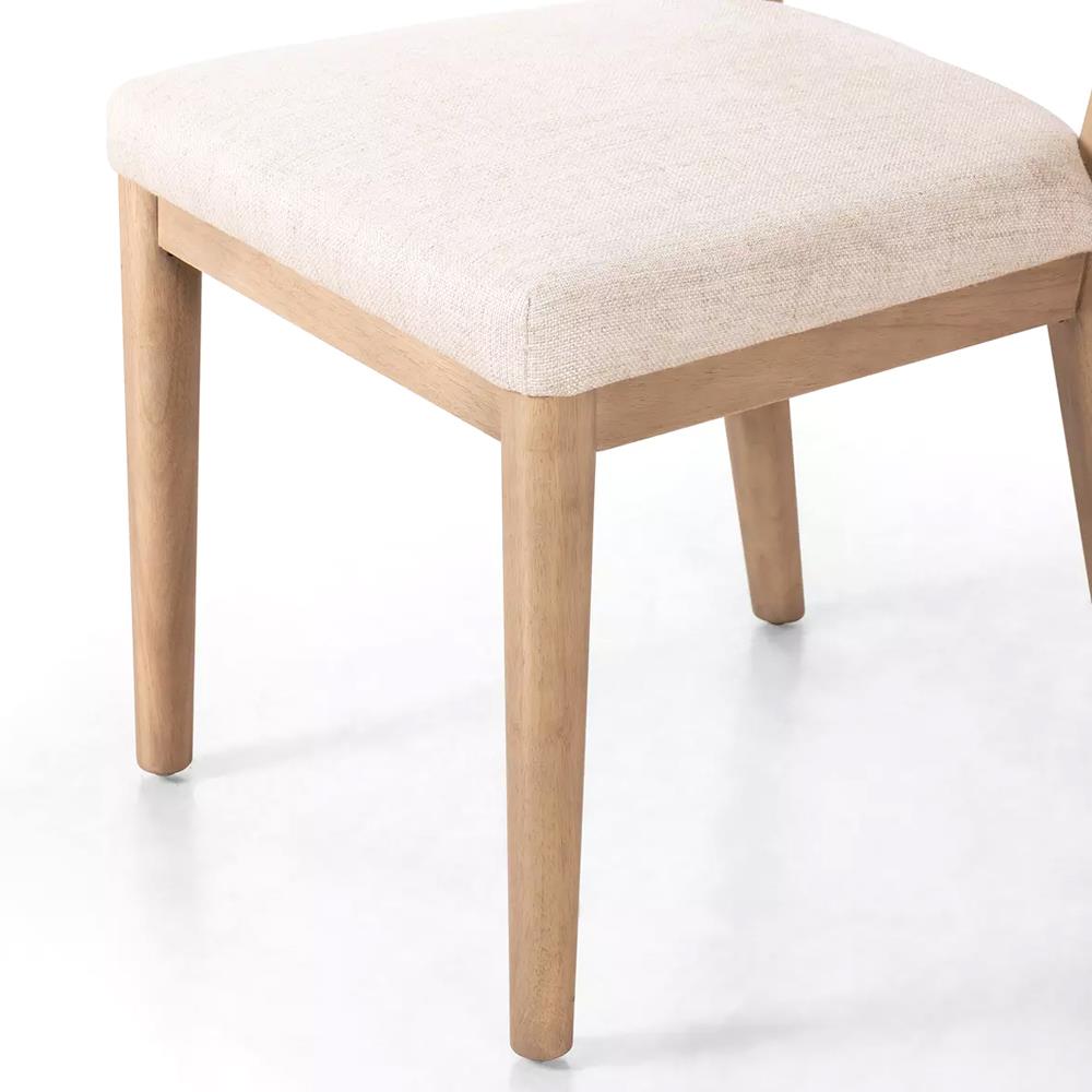 Cerise Modern Classic Cream Upholstered Wood Dining Side Chair|