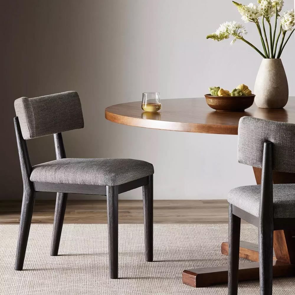 Cerise Modern Classic Grey Upholstered Wood Dining Side Chair|