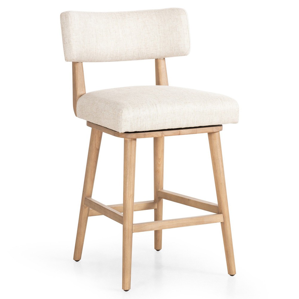 Cerise Modern Cream Upholstered Brown Frame Wood Swivel Counter