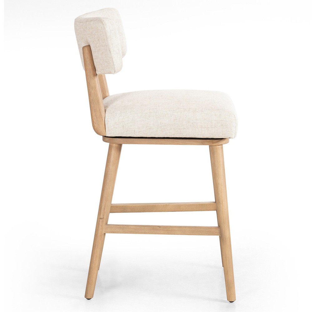 Cerise Modern Cream Upholstered Brown Frame Wood Swivel Counter Stool|