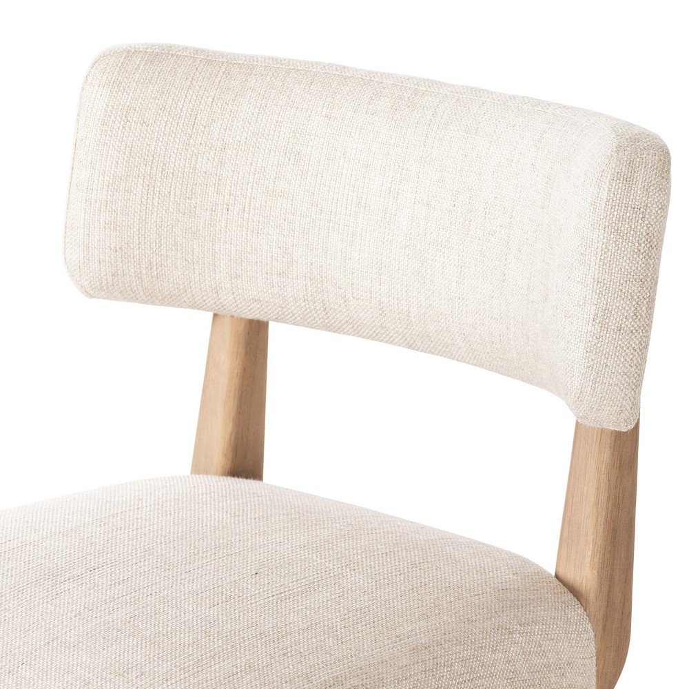 Cerise Modern Cream Upholstered Brown Frame Wood Swivel Counter Stool|