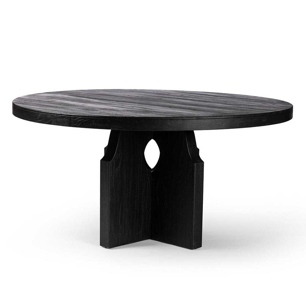 Maverick Rustic Lodge Black Solid Reclaimed Wood Round Dining Table ...