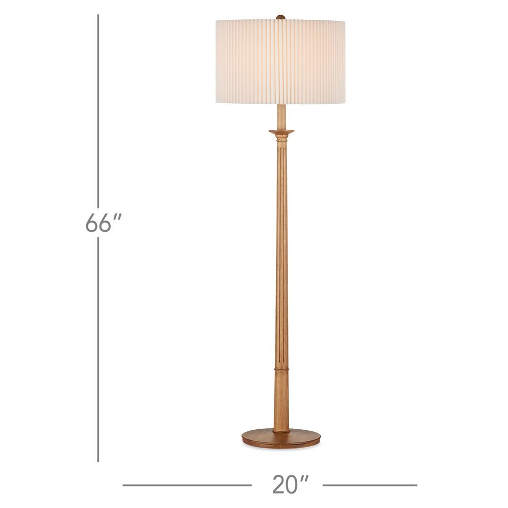 Rivera Mid Century Natural Wood Pleated Shade Column Floor Lamp 65