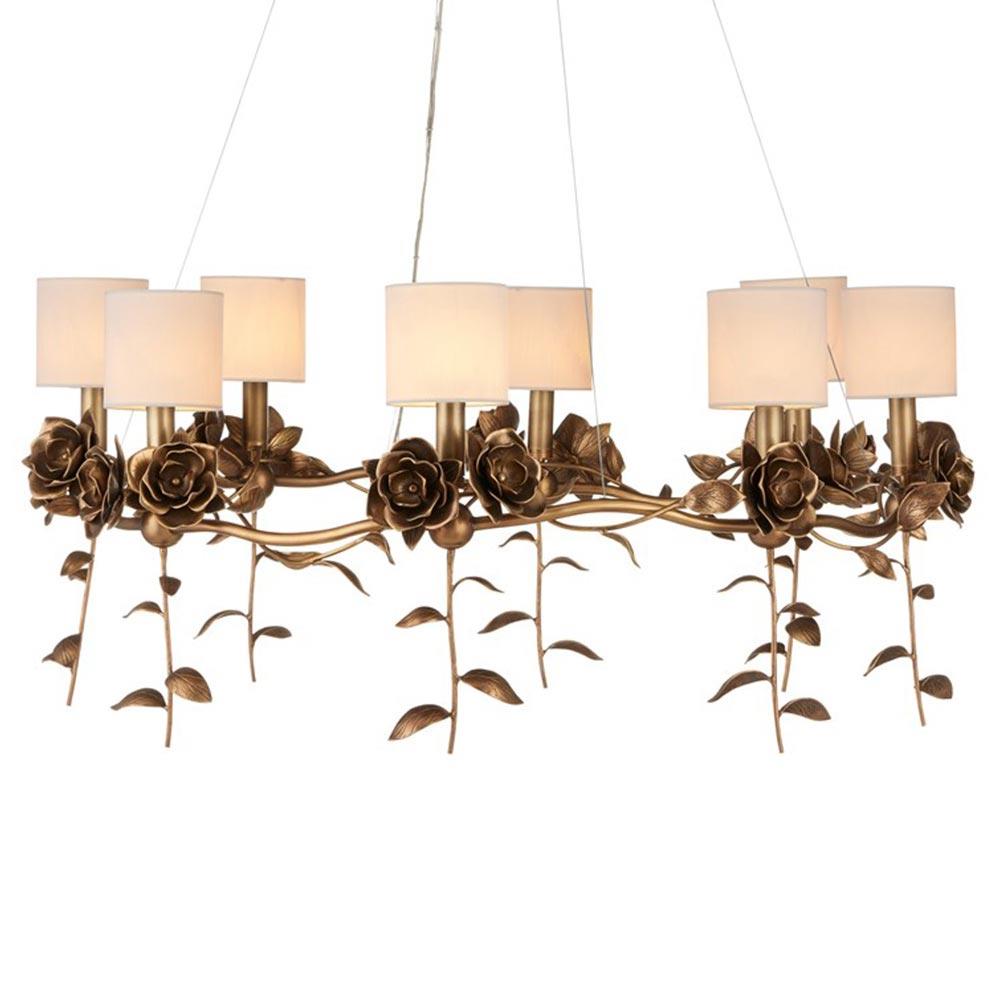 Rosela French Country Antique Brass Rose Shaded Chandelier Rosela French Country Antique Brass Rose Shaded Chandelier