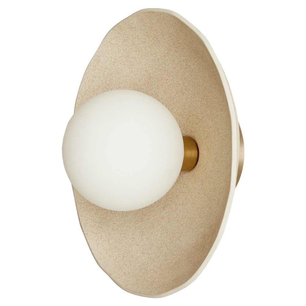 Filomenina Modern Classic Sand Ceramic Opal White Glass Sconce|