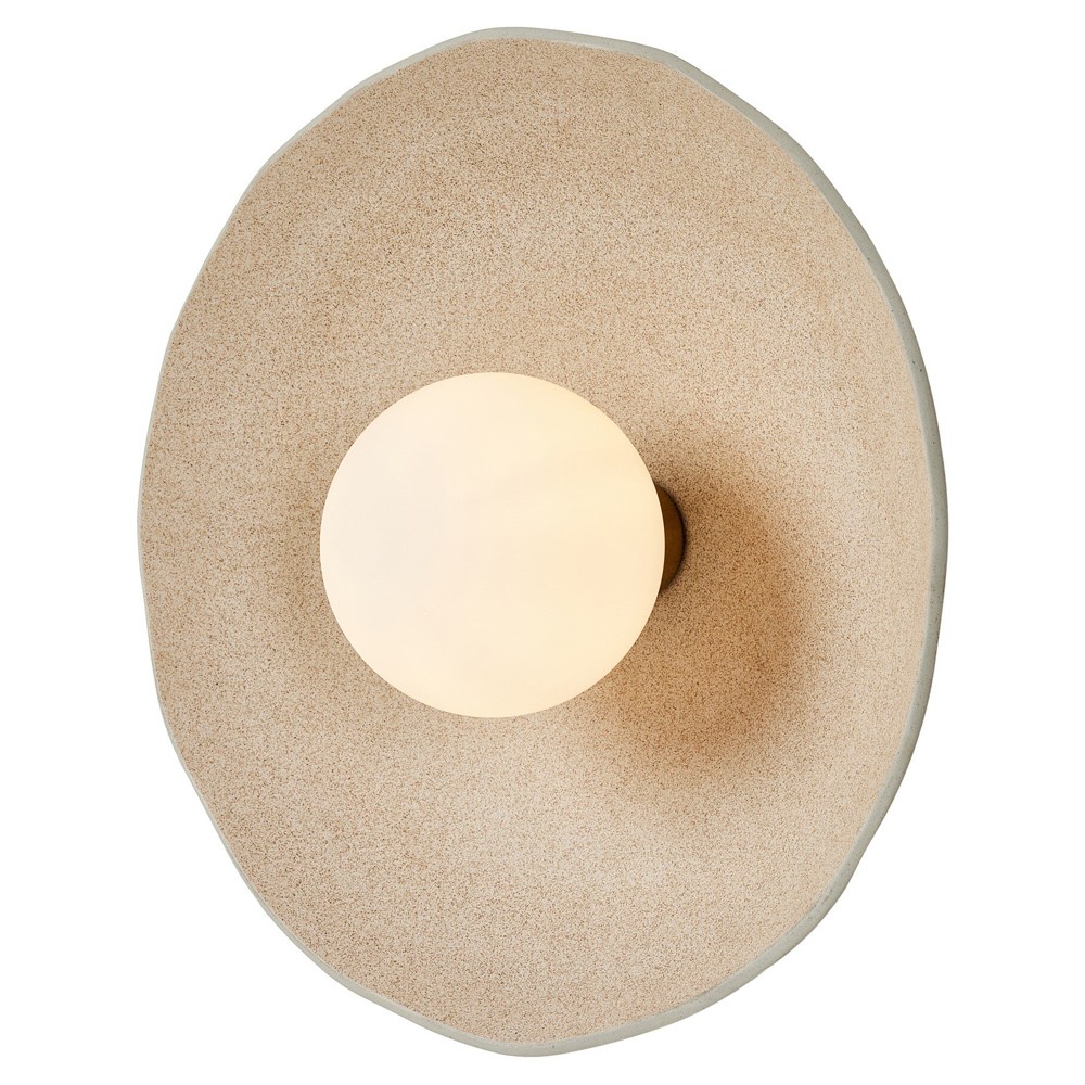 Filomenina Modern Classic Sand Ceramic Opal White Glass Sconce|