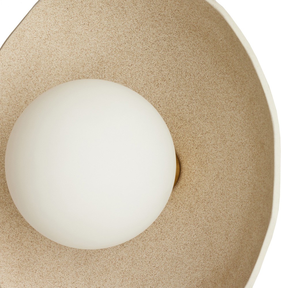 Filomenina Modern Classic Sand Ceramic Opal White Glass Sconce|