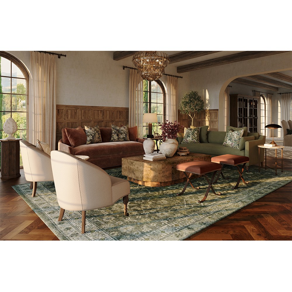 Franchesca French Country Green Wool Oushak Patterned Hand Knotted Rug - 8'x10'|