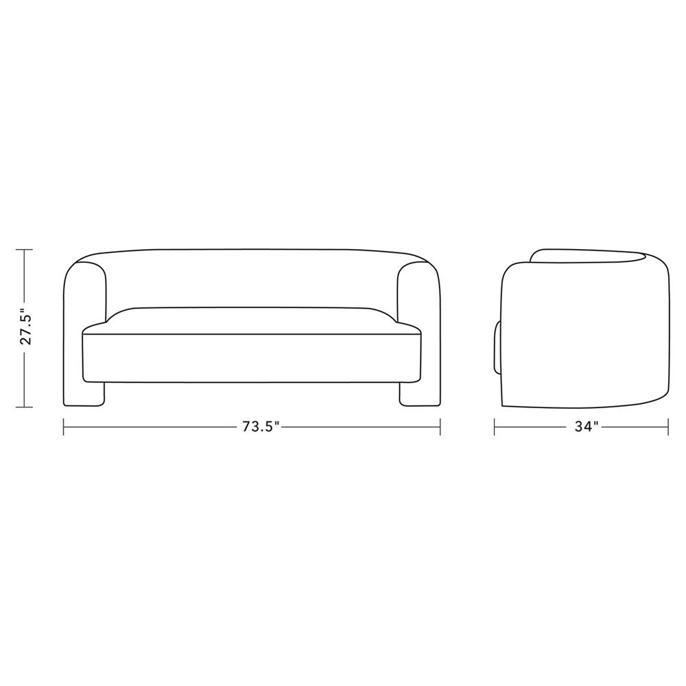 Isla Modern Classic Oslo Ivory Performance Sofa - Small - 73.5"W|