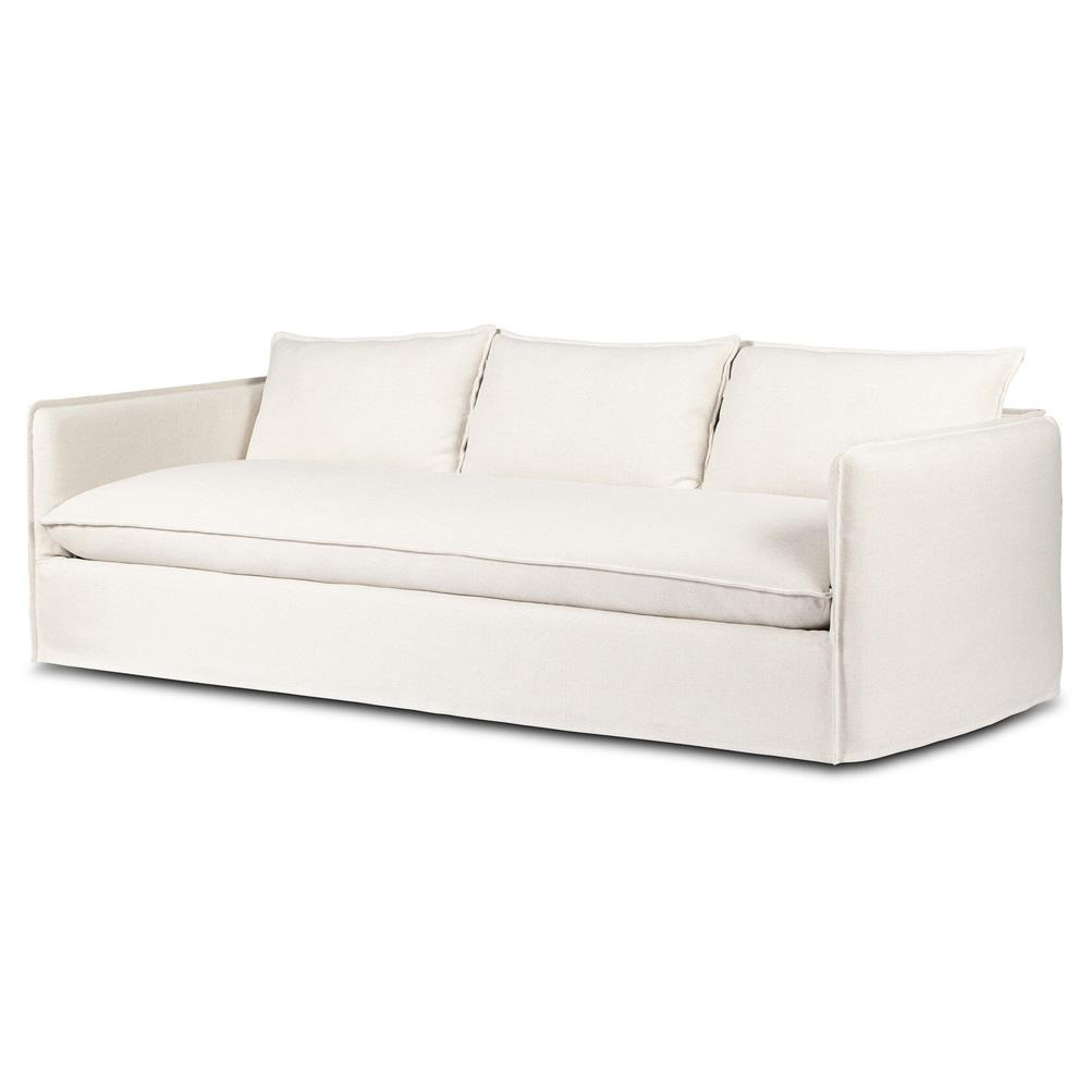 Andrew Modern Off White Linen Slipcovered Outdoor Sofa - 96"W|