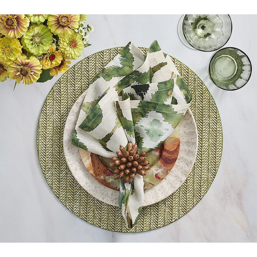 Sheila Chevron Modern Moss Green Placemat - Set of 4|