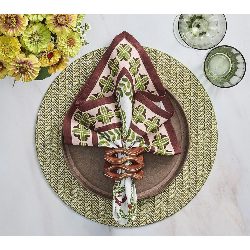 Sheila Chevron Modern Moss Green Placemat - Set of 4|