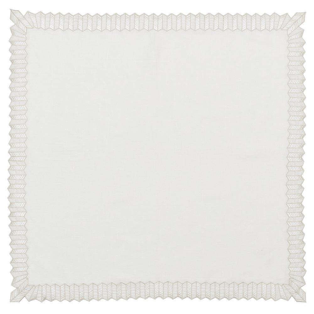 Lumina Modern Classic White Linen Ridged Edge Napkin - Set of 4|