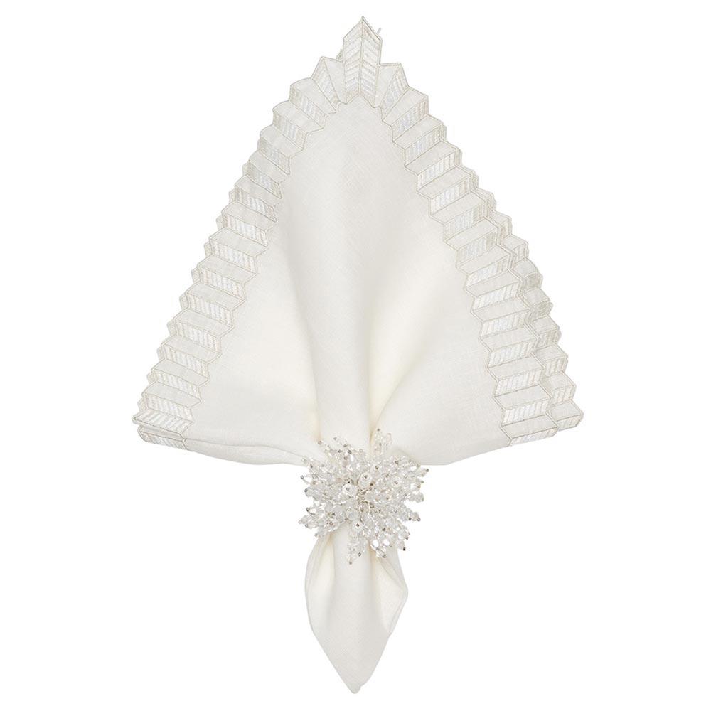 Lumina Modern Classic White Linen Ridged Edge Napkin - Set of 4|