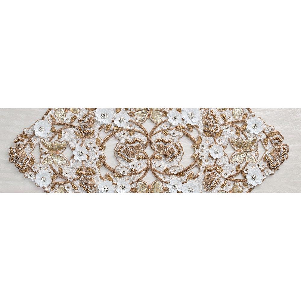 Papillon Hollywood Regency Gold Glass Beaded Runner|