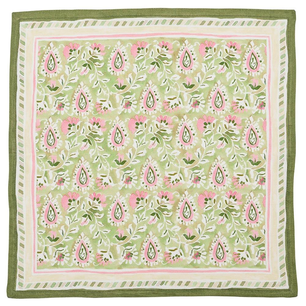 Mira French Country Green Floral Linen Napkin - Set of 4|