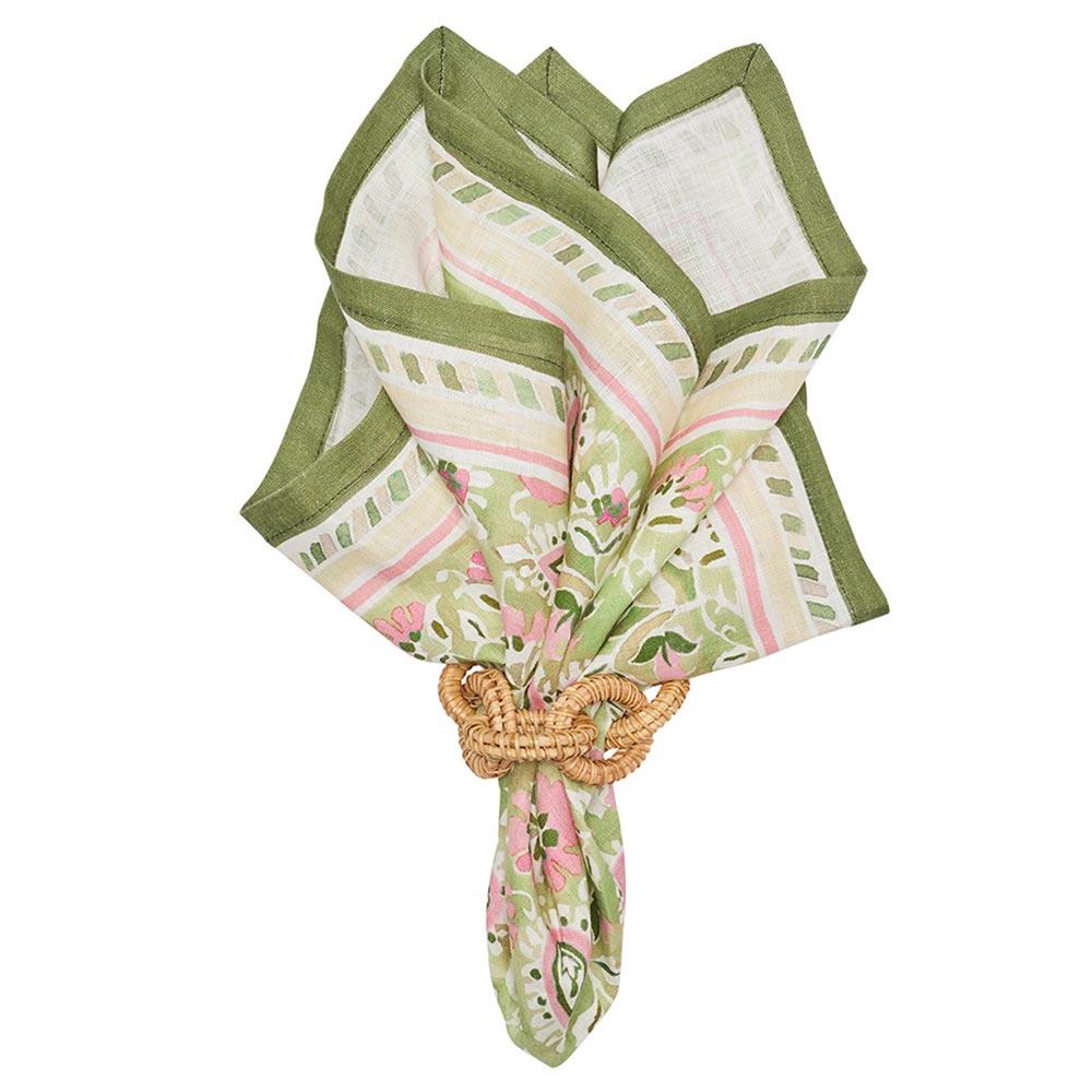 Mira French Country Green Floral Linen Napkin - Set of 4|