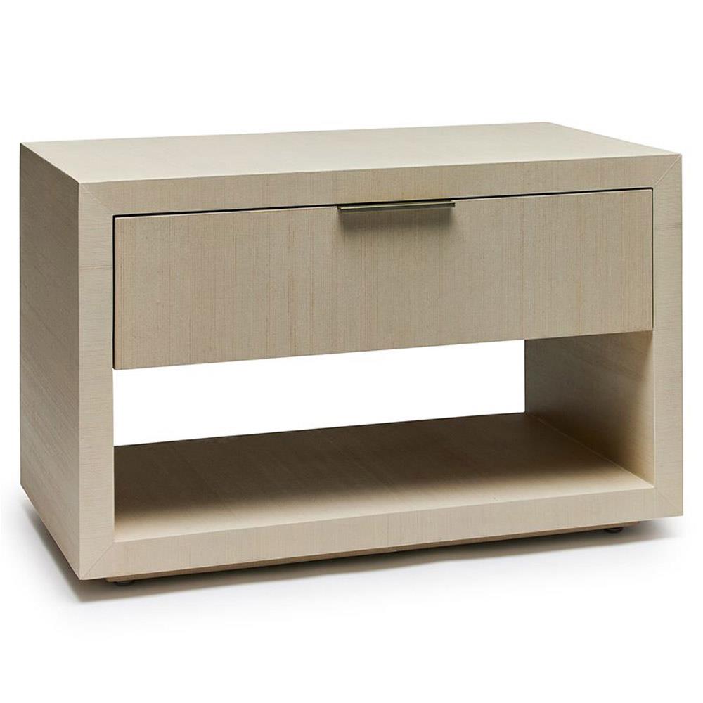 Montaigne Modern Classic Desert Beige Sisal Silver Iron Nightstand|