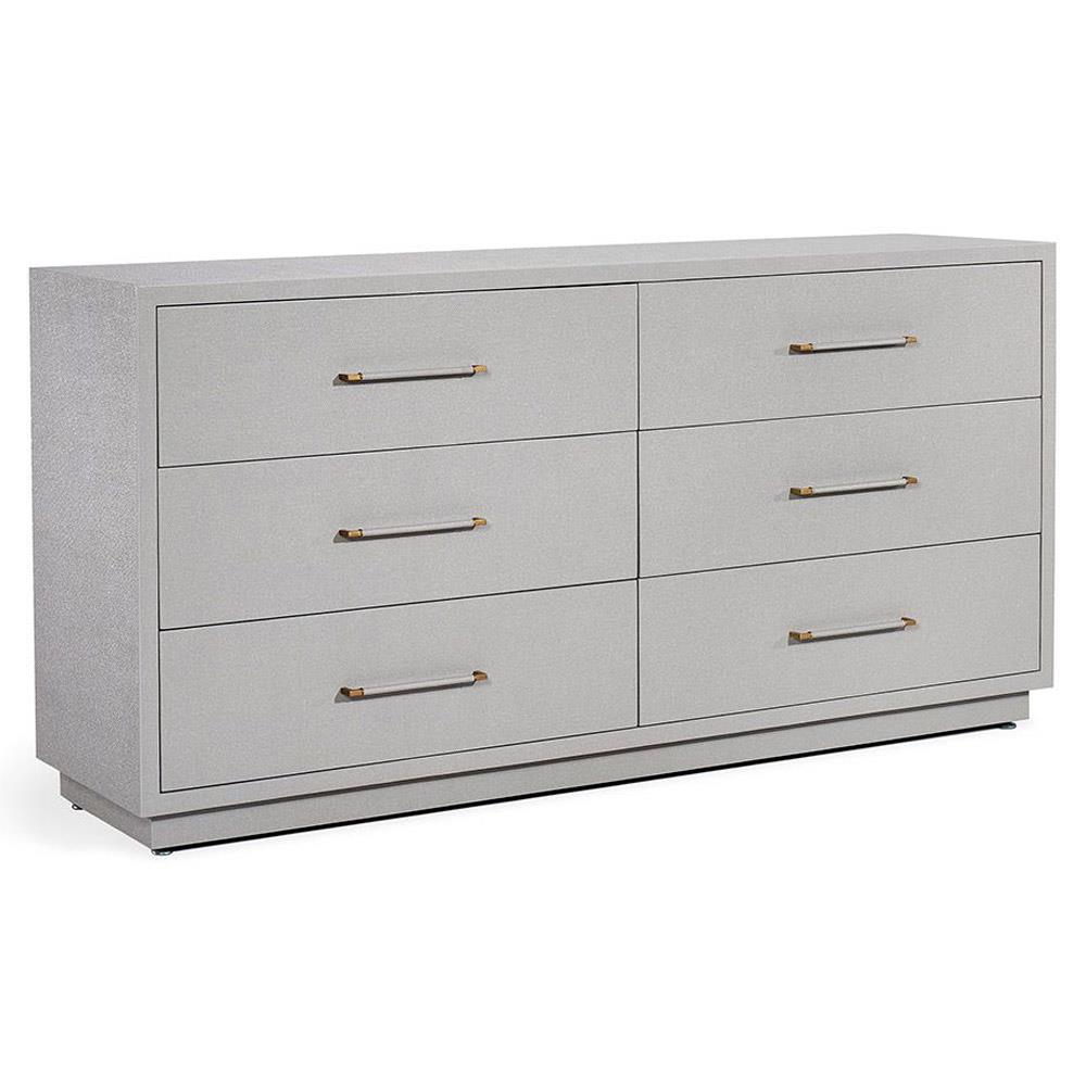 Taylor Modern Light Grey Faux Linen Brass Iron Double Dresser|