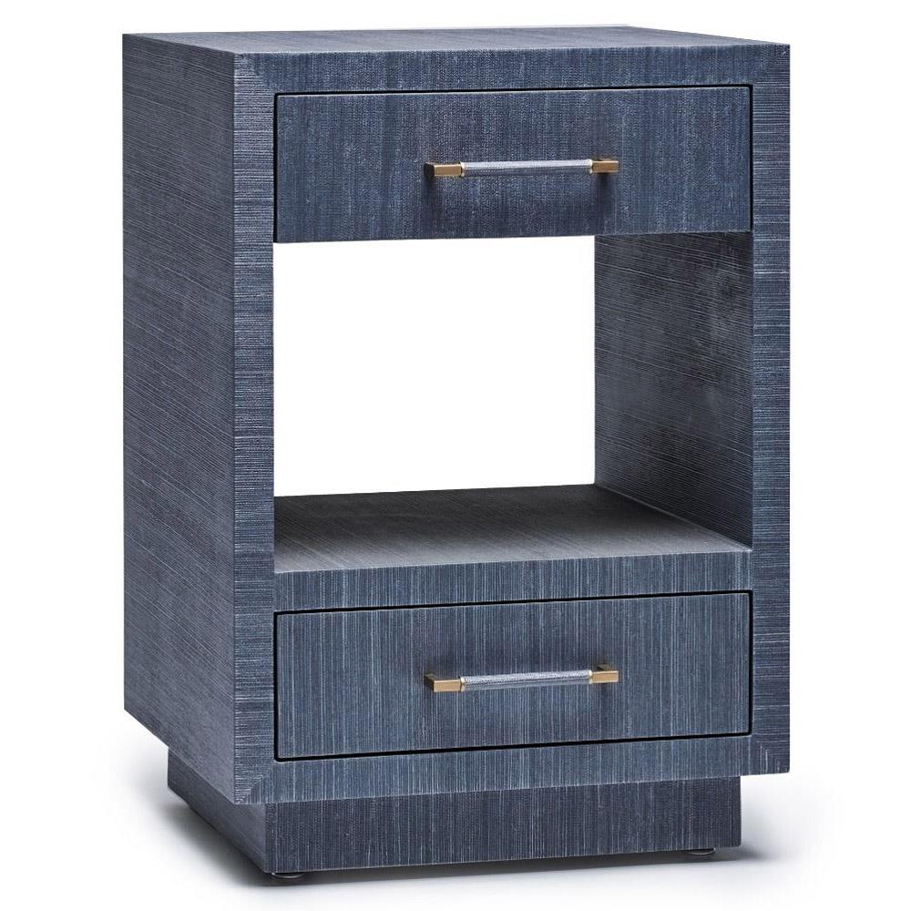 Taylor Modern Classic Navy Blue Sisal Brass Iron Nightstand - Small|