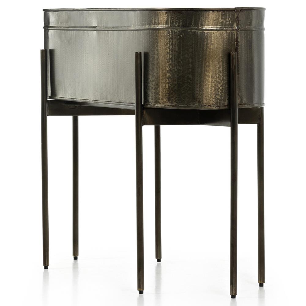 Jared Industrial Loft Brass Iron Brown Base Oval Outdoor Planter|