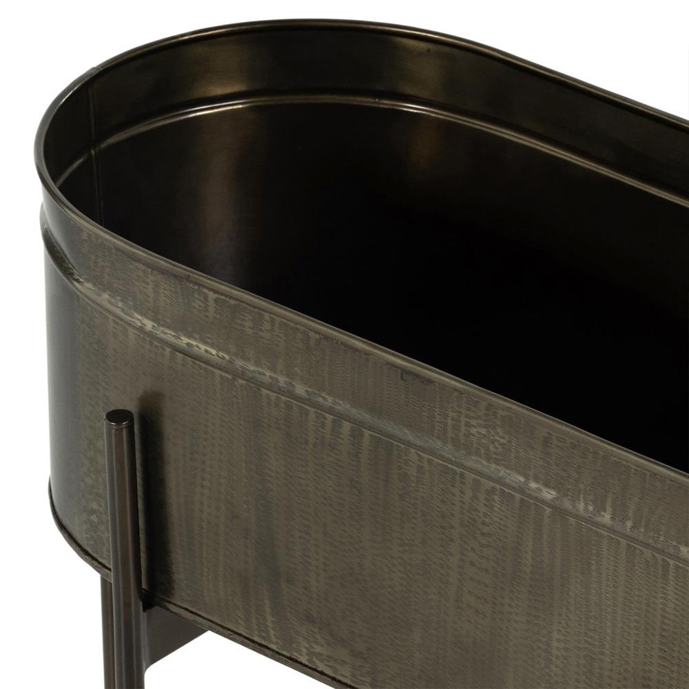 Jared Industrial Loft Brass Iron Brown Base Oval Outdoor Planter|