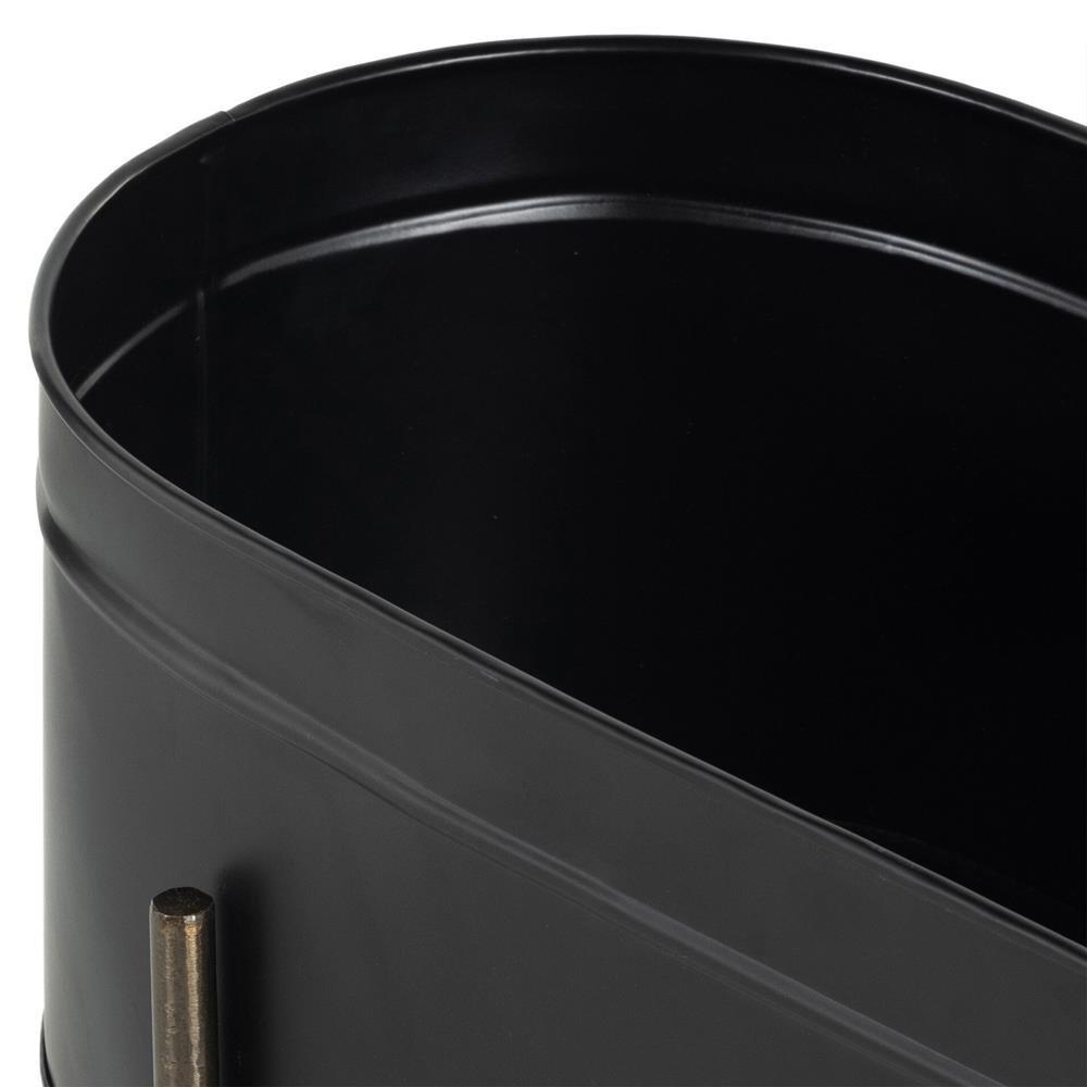 Jared Industrial Loft Black Iron Brass Base Oval Outdoor Planter|